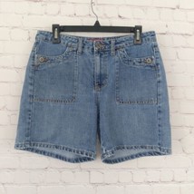 Faded Glory Shorts Womens 8 Blue Jean Mid Rise Mom Modest Cotton Casual - £19.65 GBP