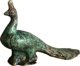 Sculpture Peacock Colors May Vary Speckled Green Variable Porcelain Handmade - £191.01 GBP