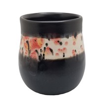 Studio Art Pottery Vase Container Artist Signed Black Pink White Decorative - £17.77 GBP