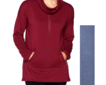 Cuddl Duds Comfortwear French Terry Cowl Neck Sweatshirt-  BLUE HEATHER,... - $25.32