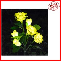 Charming Yellow Rose Solar Lights – 6-Piece Set for Beautiful Outdoor Li... - $28.70