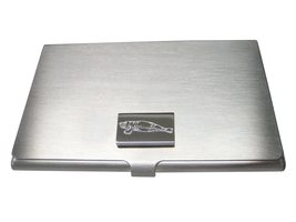 Silver Toned Rectangular Etched Manatee Business Card Holder - £31.59 GBP