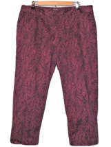 Coldwater Creek Print Pants Fab Fronds Purple Cropped Natural Fit Cruise Size 16 - $24.99