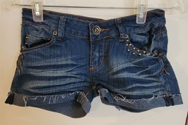 Womens 0 Fusion Distressed Dark Blue Cuffed Cut-Off Denim Jean Shorts - £8.60 GBP