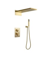 Brushed gold Bathroom Rainfall shower faucet 3 Functions Thermostatic Sh... - £909.30 GBP