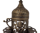Coffee Cup Saucer Set Old Brass Color Porcelain insert Mug Ottoman Turkish - £13.38 GBP