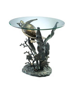 Bronze Finish Sea Turtle Glass Top Table - £381.89 GBP