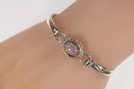 Vintage Mexico Glass Opal Sterling Silver Bracelet 20.2g - $171.50