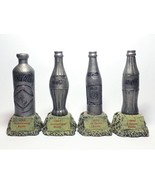 Coca Cola 2000 Faux Aged Pewter Miniature Contour Bottle Statues Set of 4 - £39.01 GBP