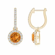 Authenticity Guarantee 
Angara Natural 6mm Citrine Drop Earrings in 14K Yello... - £974.18 GBP