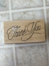 Stampabilities Thank You Whimsy Rubber Stamp 2013 Script Wood 694877-FR - $9.49