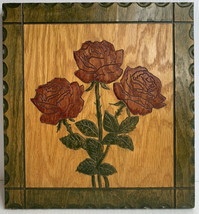 Vintage Hand Painted Carved Wall Art Rose Floral Thorns  Granny Chic Far... - $11.83