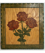 Vintage Hand Painted Carved Wall Art Rose Floral Thorns  Granny Chic Far... - £9.26 GBP
