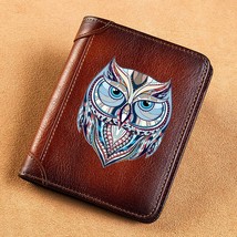  Men Wallets Owl Head  Printing Short Card Holder Purse Luxury Brand Male Wallet - £62.87 GBP