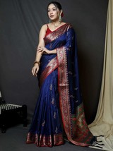 Blue Silk Saree || Pure Kanchipuram  paithani silk sarees, || Rich Pallu Wedding - £58.18 GBP