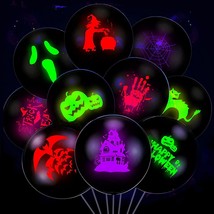 60 Pieces Halloween Neon Glow Balloons, Glow In The Dark Blacklight Uv Balloons  - £25.65 GBP