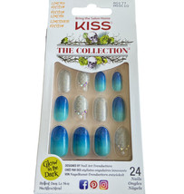 NEW Kiss Nails The Collection Glue Medium Gel Oval Blue Ombre Mermaid Ha... - $14.88