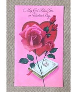 Ephemera Vintage Valentines Day Card Roses Heart Holy Bible May God Bles... - £3.87 GBP