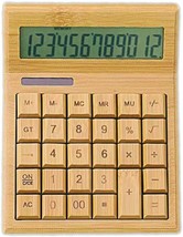 Omio Natural Bamboo Solar Calculator Multifunctional Wood, School Store. - $34.93