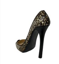 Leopard Wine Bottle Holder Stiletto Shoe Gold Black with Embellishment 8" High image 5