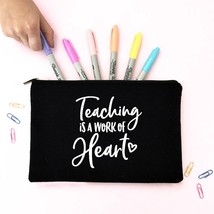 Teaching Is Work of Heart Rainbow Print Fashion Pencil Bag Teacher Life Cosmetic - £6.79 GBP