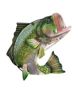 Large  Mouth Bass Fish Metal Glass Wall Decor Garden Weather Resistant - £32.70 GBP