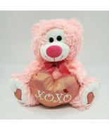 Kellytoy Valentine Bear XOXO Heart Pink White Plush Stuffed 12&quot; Animal T... - $16.99