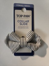 Top Paw X-Small/Small Dog Collar Slide Fashion Accessory Blue Striped Bowtie - £5.74 GBP