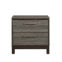 Contemporary Styling 1pc Nightstand of 2x Drawers w Antique Bar Pulls Two-Tone - £189.27 GBP