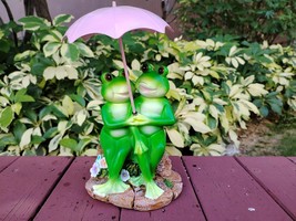 Frog Statue Outdoor Garden Frog Decor Outdoor Statue Garden Resin Couple... - £28.04 GBP