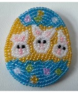 Easter Bunny Egg Brooch Pin Beaded Pastel Seed Beads Artisan Handcrafted... - £15.79 GBP