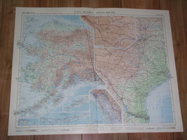 1957 Vintage Map Of South Texas - Scale 1:2,500,000 / Alaska - Scale 1:5,000,000 - £24.09 GBP