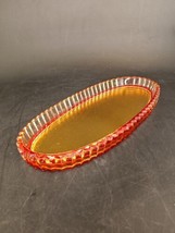 Glass Oval Vanity Tray, Hand-Laid Gilding And Ruby Red Flash, Studio Signed - $39.55