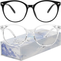 2 Pack Bluelight Glasses Women/Men,Retro Round Anti Eye Strain  Computer Glasses - £14.68 GBP