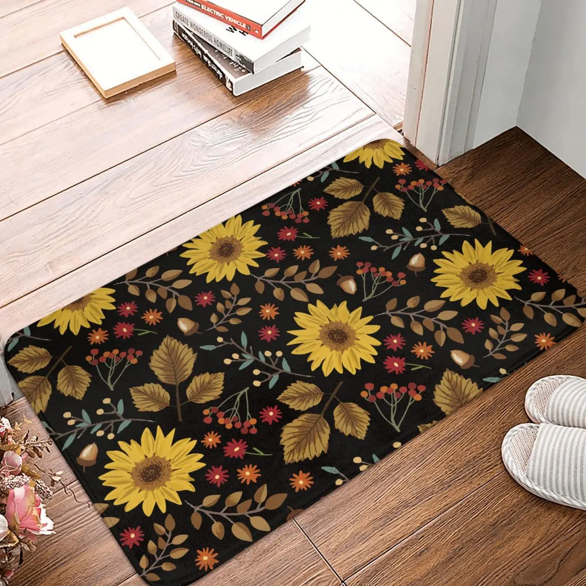 Non-Slip Carpet Autumn Sunflower Doormat Bedroom Bath Mat Welcome Decoration Rug - $15.99