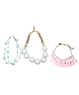 Lot Of 3 Women&#39;s Fashion Necklaces Bubble Bauble Pink Gray Metallic Blue... - £14.08 GBP