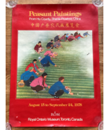 Vintage 1978 Chinese Peasant Paintings Ontario CA Poster Print Shensi 28x20 - $53.96