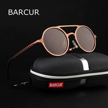 BARCUR Retro Aluminum Magnesium Sunglasses Polarized Vintage Eyewear - £23.67 GBP