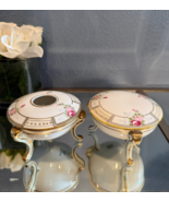 RARE! Antique Nippon Vanity Set Hair Receiver Powder Jar Roses, RARE 1890&#39;s - $136.21 CAD