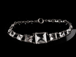 Vintage Art deco rock crystal bracelet / Antique faceted open back quart... - $295.00