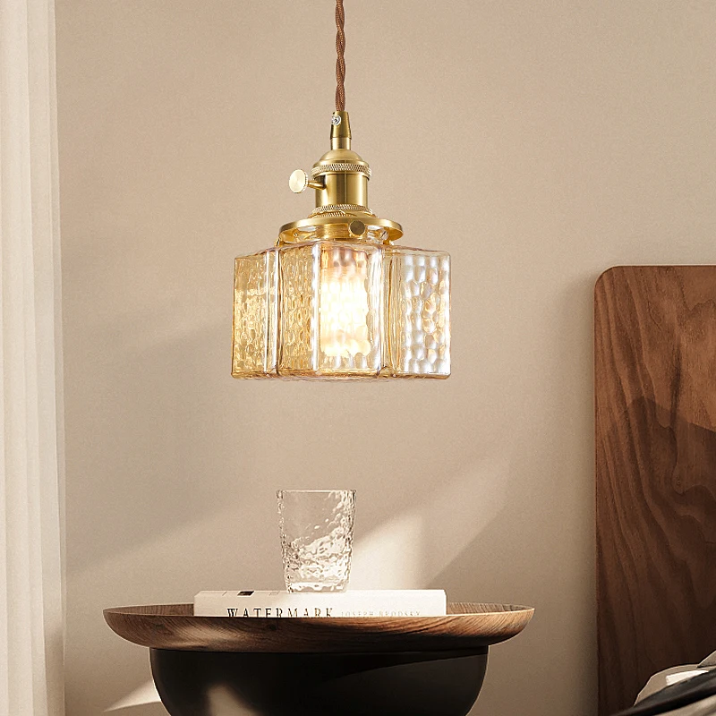 Japanese Home Decoration Glass Pendant Lamp Vintage Brass Rustic Led Cei... - $60.26+
