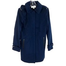 NWT Womens Size Medium MICHAEL Michael Kors Dark Blue Hooded Wool Blend Pea Coat - £99.49 GBP