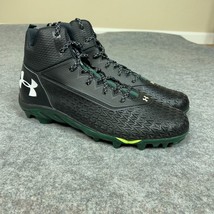 Under Armour Mens Football Cleat 14 Black Green Shoe Lacrosse Spine MC Top A4 - £59.46 GBP