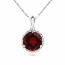 ANGARA 9mm Natural Garnet Solitaire Pendant Necklace in Sterling Silver 18&quot;Chain - £210.06 GBP+