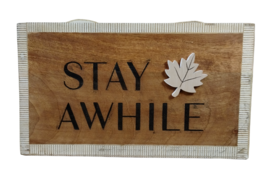 Place & Time Simple Things Stay Awhile with Maple Leaf Wooden Sign (12x7) - £11.86 GBP