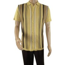 Mens Stacy Adams Italian Style Knit Woven Shirt Short Sleeves 3112 Honey Beige image 3