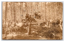 RPPC Horse Drawn Cart Lumber Camp San De Fuca DPO Whidbey Island WA Postcard Y15 - £31.57 GBP