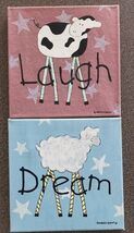 Two (2) Kimberly Grant ~ Cow Laugh - Sheep Dream ~ 10" Canvas Prints ~ W... - $35.00