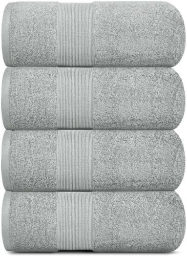 4 Pack Dolphin Grey Color Resort Collection Soft Bath Towels 28x55 inch Luxury H