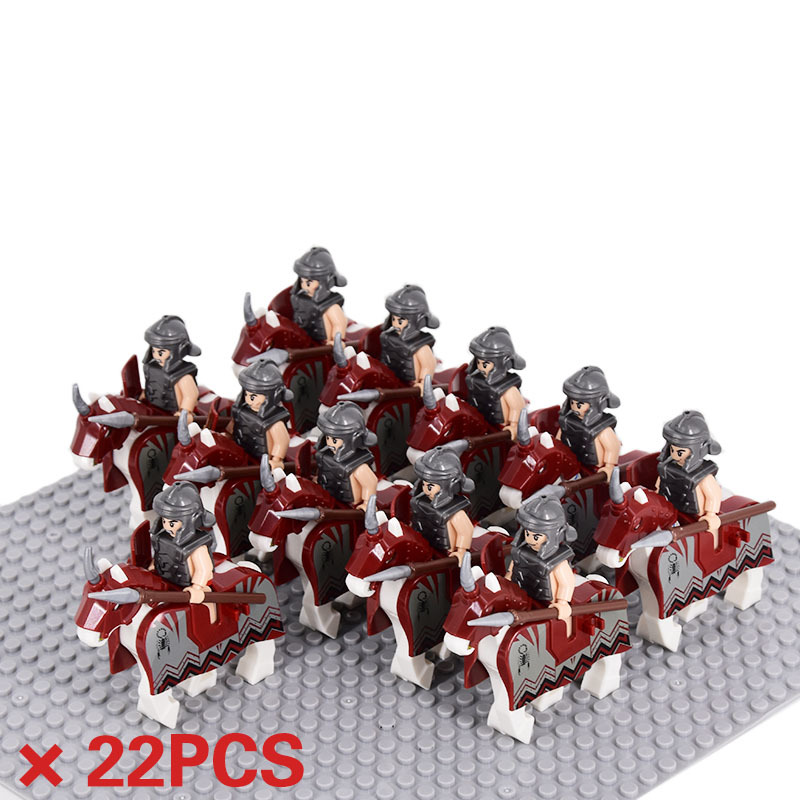 22pcs Mounted Battle Horse Roman Spartan Heavy Infantry Army Set Minifigures